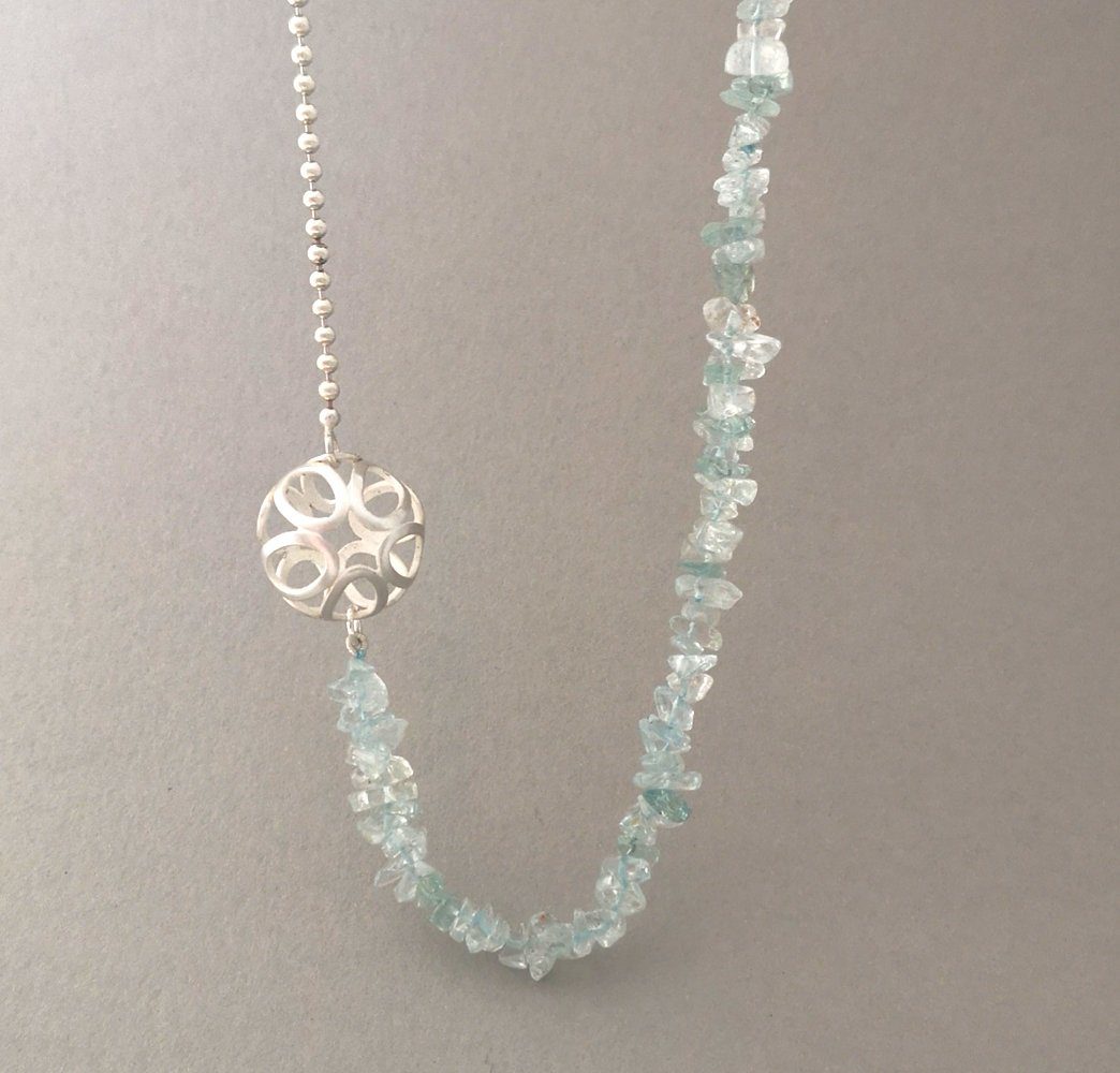 Asymmetric Necklace with Aquamarine Chips