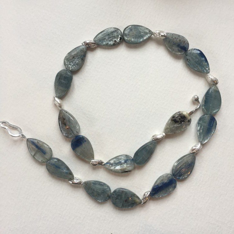 Kyanite and Silver Cardamom Necklace