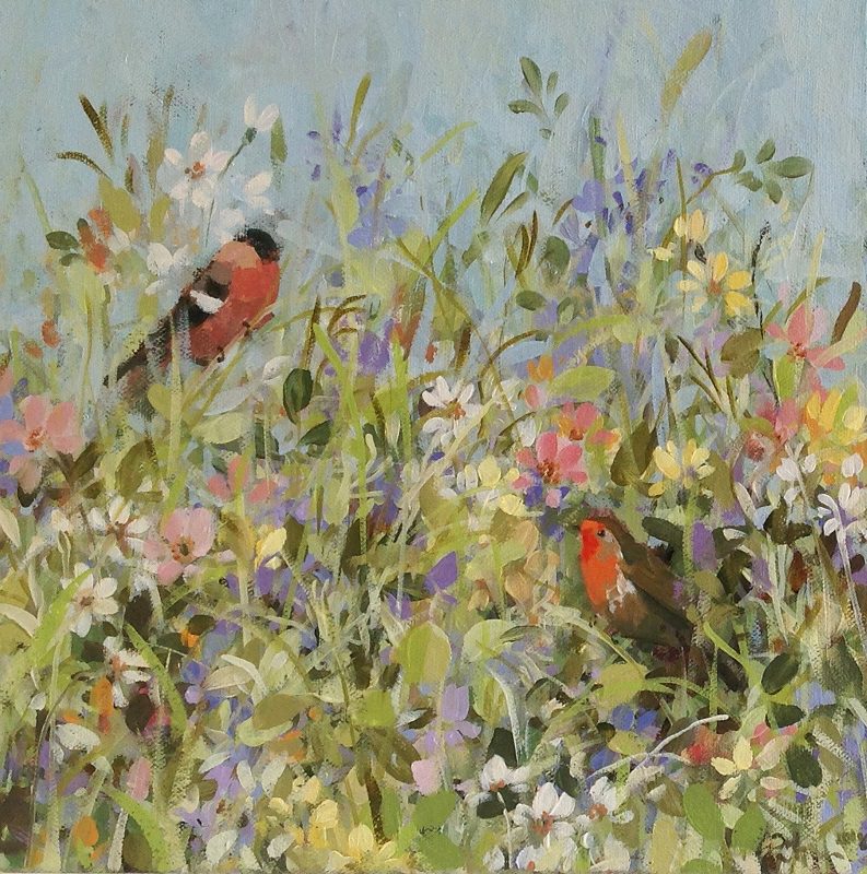 Bullfinch With Meadow Flowers