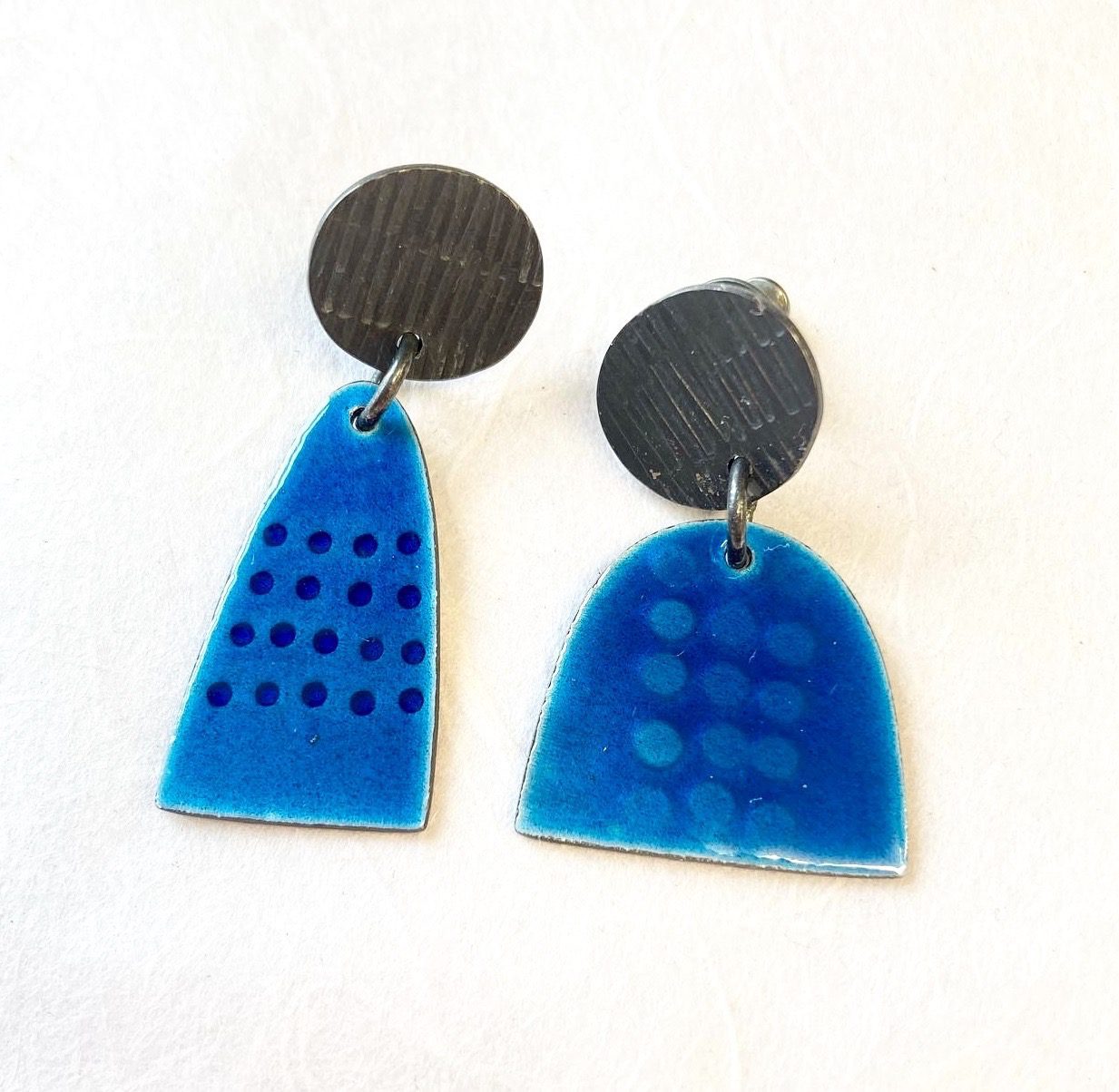 Leonora Asymetric Earrings in Blue