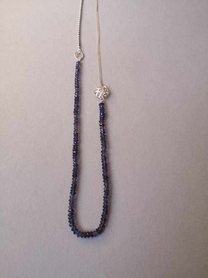 Asymmetric Necklace with Iolite Beads
