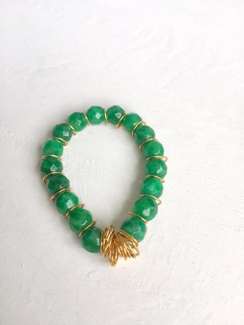 Afiok Beaded Bracelet: Jade & 24ct Yellow Gold Vermeil