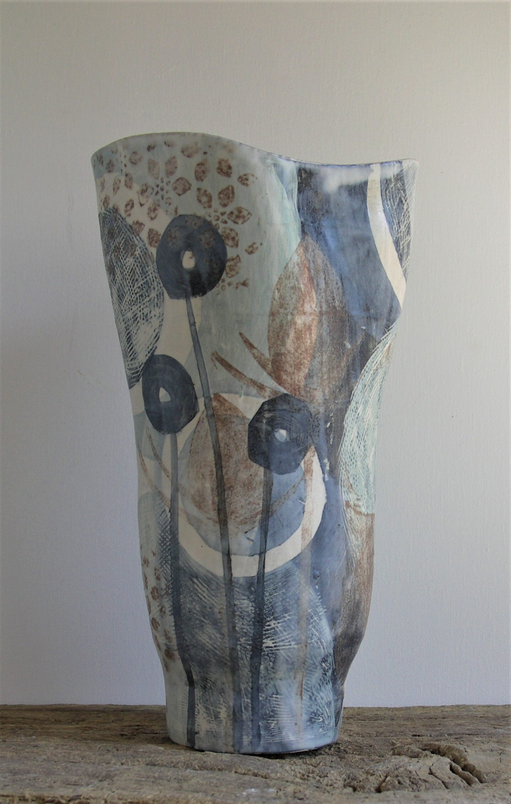 Large Grey Teasle Vase