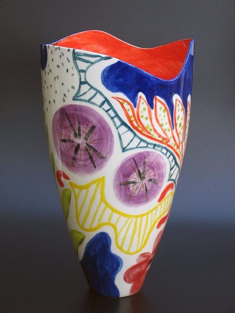 Medium Vase; Poppies & Alliums 1
