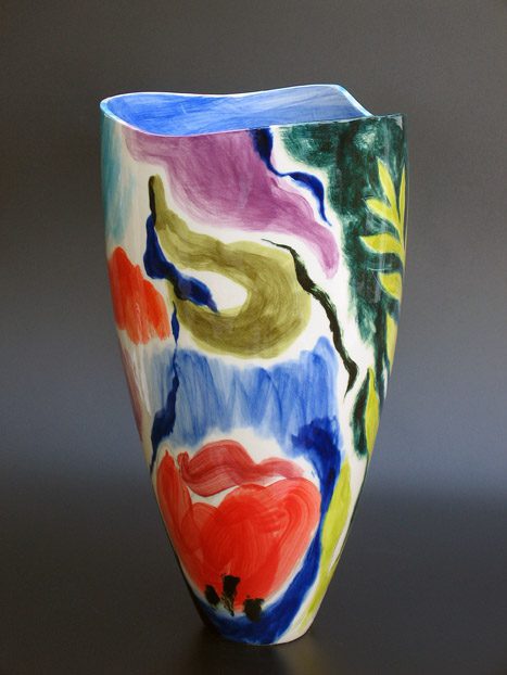 Medium Vase; Poppies & Alliums 2