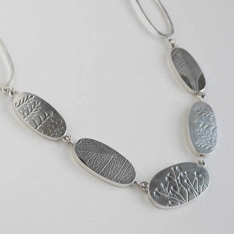 Sterling Silver Embossed Pebble Link Necklace