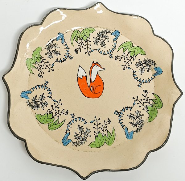 Large Blue Frilly Fox Plate