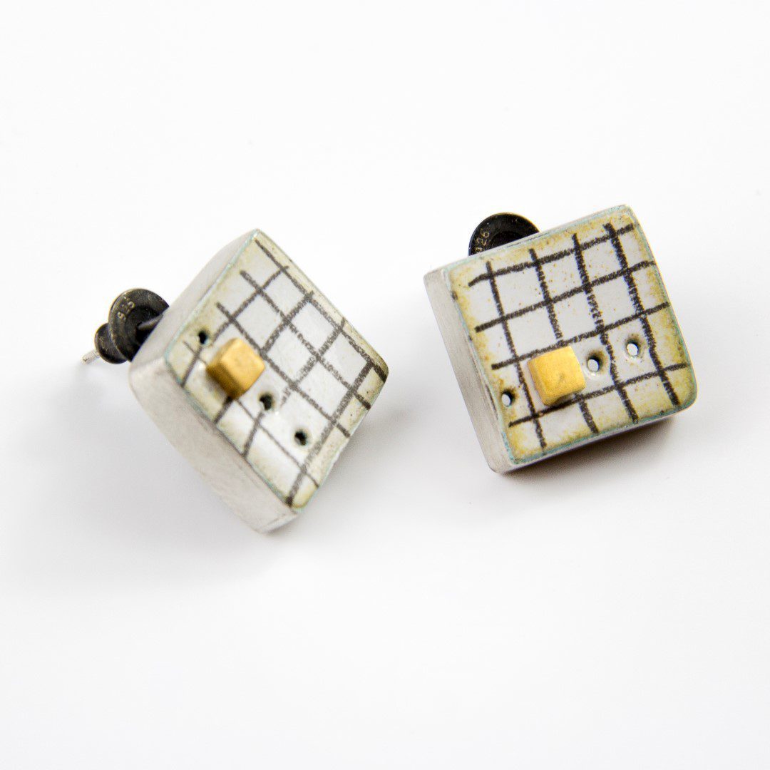 Square box studs with 9ct gold plate
