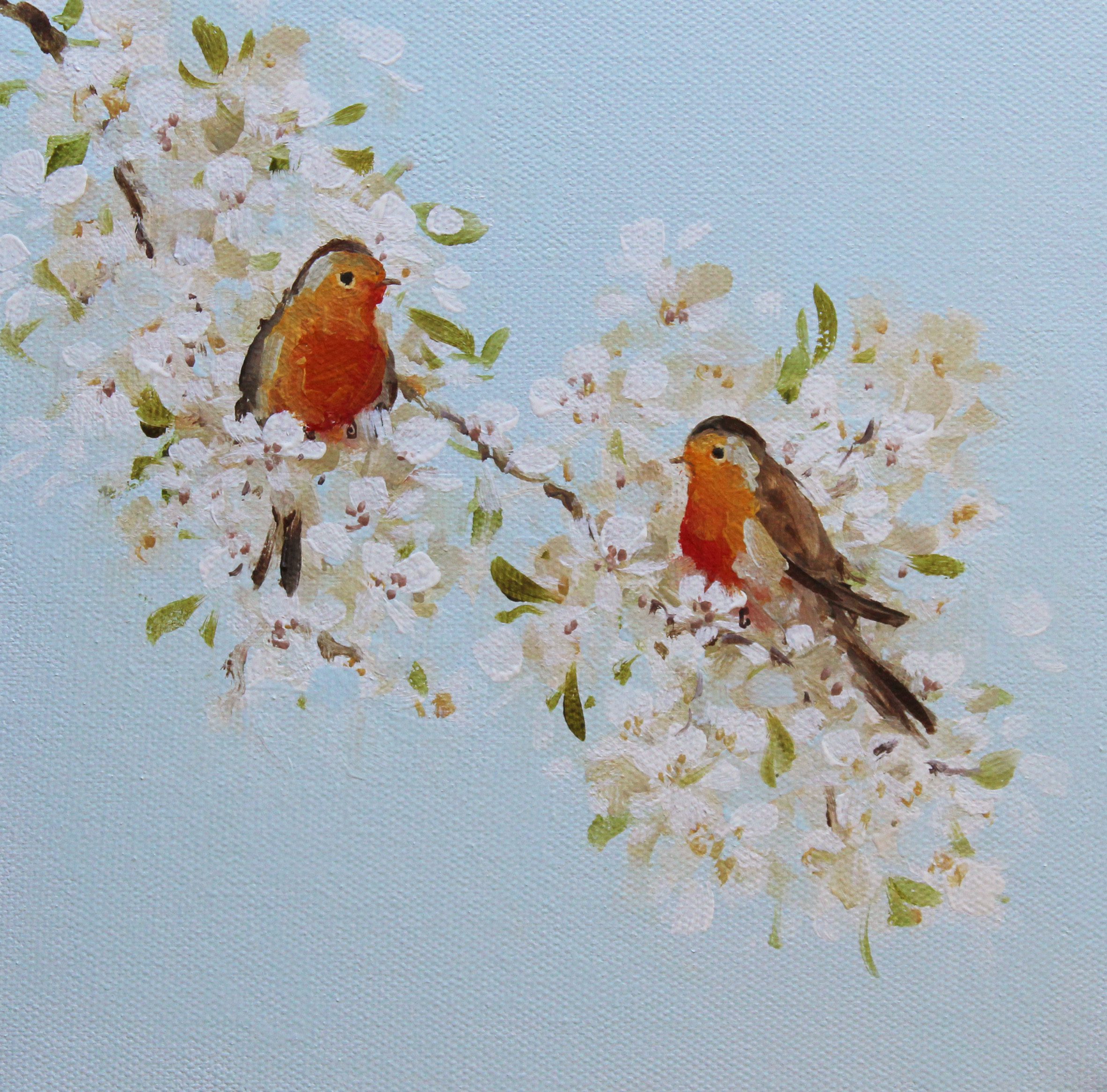 Apple Blossom with Robins