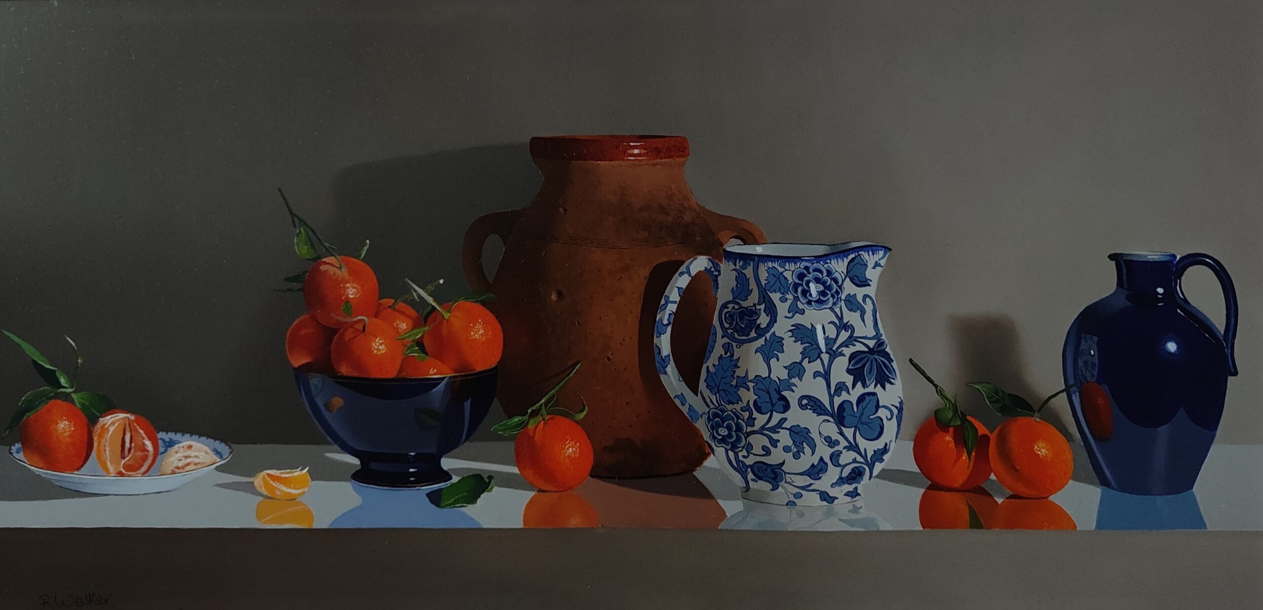Old Pot with Patterned Jug and Clementines