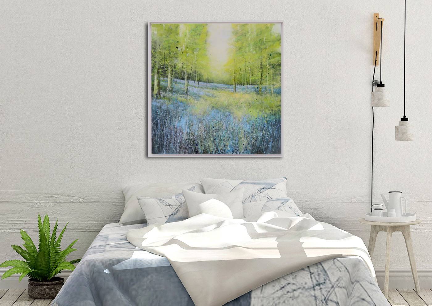 Early Morning Bluebells 104x104cm Framed Oil On Canvas.JPG Inroom