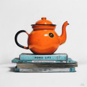 Teapot and books