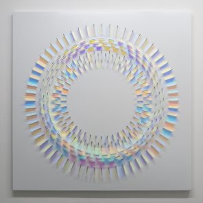 Byard Art, Chris Wood, Against the tide, Dichoric Glass on Alluminium, 2021, 100 x 100